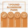 PARTY BARGAINS 1 lb Small Aluminum Pans with Plastic Dome Lids, 800 Pack Disposable Foil Take-Out Containers, 5.5 x 4.5 Inch Meal Prep Baking Pans for Pies, Cakes, Meats, Oven Safe up to 240°C(50)