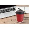 PARTY BARGAINS 100 Disposable Rippled Insulated Hot Cups with lids, 12oz Burgundy Color. No Sleeves Needed to Go Teacup. Heat Protection Coffee Espresso(12oz)