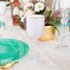 PARTY BARGAINS 12 oz Disposable Plastic Wine Goblets, Shatter-Resistant BPA-Free Stemmed Wine Cups for Weddings, Events & Outdoor Entertaining, Black, 5 Pack(White Gold Rim)