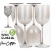 PARTY BARGAINS 12 oz Disposable Plastic Wine Goblets, Shatter-Resistant BPA-Free Stemmed Wine Cups for Weddings, Events & Outdoor Entertaining, Black, 5 Pack(Smokey Grey)
