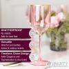 PARTY BARGAINS 12 oz Disposable Plastic Wine Goblets, Shatter-Resistant BPA-Free Stemmed Wine Cups for Weddings, Events & Outdoor Entertaining, Black, 5 Pack(Pink Gold Rim)