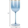 PARTY BARGAINS 12 oz Disposable Plastic Wine Goblets, Shatter-Resistant BPA-Free Stemmed Wine Cups for Weddings, Events & Outdoor Entertaining, Black, 5 Pack(Blue Gold Rim)