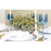 PARTY BARGAINS 12 oz Disposable Plastic Wine Goblets, Shatter-Resistant BPA-Free Stemmed Wine Cups for Weddings, Events & Outdoor Entertaining, Black, 5 Pack(Blue Gold Rim)