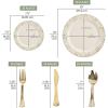 PARTY BARGAINS 125 Disposable Plastic Dinnerware Set for 25 Guest – Gold Lace, 25 Each: 10″ Dinner Plates, 7″ Salad/Dessert Plates, Forks, Knives, Spoons, for Weddings, Bridal Showers, Birthday
