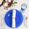 PARTY BARGAINS 13 Inch Plastic Charger Plates, Raindrop Transparent Rose Gold, 8 Pack(Blue)