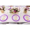 PARTY BARGAINS 13 Inch Plastic Charger Plates, Raindrop Transparent Rose Gold, 8 Pack(Lavender)