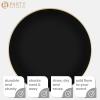 PARTY BARGAINS 13-Inch Charger Plates – 8 Pack, Organic Collection Black Gold Rim, Heavy-Duty Disposable Chargers for Elegant Dining – Ideal for Weddings and Formal Events(Hammered Black Gold Rim)