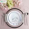 PARTY BARGAINS 13-Inch Charger Plates – 8 Pack, Organic Collection Black Gold Rim, Heavy-Duty Disposable Chargers for Elegant Dining – Ideal for Weddings and Formal Events(Black Rim)