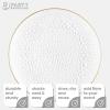 PARTY BARGAINS 13-Inch Charger Plates – 8 Pack, Organic Collection Black Gold Rim, Heavy-Duty Disposable Chargers for Elegant Dining – Ideal for Weddings and Formal Events(Hammered Clear Gold Rim)