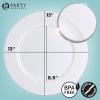 PARTY BARGAINS 13-Inch Charger Plates – 8 Pack, Organic Collection Black Gold Rim, Heavy-Duty Disposable Chargers for Elegant Dining – Ideal for Weddings and Formal Events(A White)