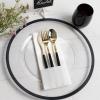 PARTY BARGAINS 13-Inch Charger Plates – 8 Pack, Organic Collection Black Gold Rim, Heavy-Duty Disposable Chargers for Elegant Dining – Ideal for Weddings and Formal Events(Black Rim)