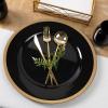 PARTY BARGAINS 13-Inch Charger Plates – 8 Pack, Organic Collection Black Gold Rim, Heavy-Duty Disposable Chargers for Elegant Dining – Ideal for Weddings and Formal Events(Black With Gold Rim)