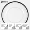 PARTY BARGAINS 13-Inch Charger Plates – 8 Pack, Organic Collection Black Gold Rim, Heavy-Duty Disposable Chargers for Elegant Dining – Ideal for Weddings and Formal Events(Black Rim)