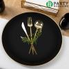 PARTY BARGAINS 13-Inch Charger Plates – 8 Pack, Organic Collection Black Gold Rim, Heavy-Duty Disposable Chargers for Elegant Dining – Ideal for Weddings and Formal Events(Hammered Black Gold Rim)