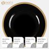 PARTY BARGAINS 13-Inch Charger Plates – 8 Pack, Organic Collection Black Gold Rim, Heavy-Duty Disposable Chargers for Elegant Dining – Ideal for Weddings and Formal Events(Black With Gold Rim)