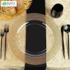 PARTY BARGAINS 13-Inch Charger Plates – 8 Pack, Organic Collection Black Gold Rim, Heavy-Duty Disposable Chargers for Elegant Dining – Ideal for Weddings and Formal Events(Gold Rope)