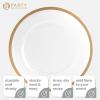 PARTY BARGAINS 13-Inch Charger Plates – 8 Pack, Organic Collection Black Gold Rim, Heavy-Duty Disposable Chargers for Elegant Dining – Ideal for Weddings and Formal Events(A Clear with Gold Rim)