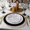 PARTY BARGAINS 13-Inch Charger Plates – 8 Pack, Organic Collection Black Gold Rim, Heavy-Duty Disposable Chargers for Elegant Dining – Ideal for Weddings and Formal Events(Black With Gold Rim)