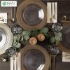 PARTY BARGAINS 13-Inch Charger Plates – 8 Pack, Organic Collection Black Gold Rim, Heavy-Duty Disposable Chargers for Elegant Dining – Ideal for Weddings and Formal Events(Gold Textured)