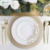 PARTY BARGAINS 13-Inch Charger Plates – 8 Pack, Organic Collection Black Gold Rim, Heavy-Duty Disposable Chargers for Elegant Dining – Ideal for Weddings and Formal Events(Gold Textured)