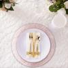 PARTY BARGAINS 13-Inch Charger Plates – 8 Pack, Organic Collection Black Gold Rim, Heavy-Duty Disposable Chargers for Elegant Dining – Ideal for Weddings and Formal Events(Hammered Pink)