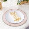 PARTY BARGAINS 13-Inch Charger Plates – 8 Pack, Organic Collection Black Gold Rim, Heavy-Duty Disposable Chargers for Elegant Dining – Ideal for Weddings and Formal Events(Hammered Pink Gold Rim)