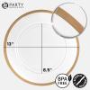 PARTY BARGAINS 13-Inch Charger Plates – 8 Pack, Organic Collection Black Gold Rim, Heavy-Duty Disposable Chargers for Elegant Dining – Ideal for Weddings and Formal Events(A Clear with Gold Rim)
