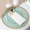 PARTY BARGAINS 13-Inch Charger Plates – 8 Pack, Organic Collection Black Gold Rim, Heavy-Duty Disposable Chargers for Elegant Dining – Ideal for Weddings and Formal Events(Green With Gold Rim)