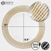 PARTY BARGAINS 13-Inch Charger Plates – 8 Pack, Organic Collection Black Gold Rim, Heavy-Duty Disposable Chargers for Elegant Dining – Ideal for Weddings and Formal Events(Gold Textured)