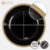 PARTY BARGAINS 13-Inch Charger Plates – 8 Pack, Organic Collection Black Gold Rim, Heavy-Duty Disposable Chargers for Elegant Dining – Ideal for Weddings and Formal Events(Black With Gold Rim)