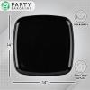 PARTY BARGAINS 14″ Disposable Plastic Serving Tray 4-Pack – Black Square Party Platters for Snacks, Appetizers, Charcuterie, Weddings & Catering