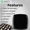 PARTY BARGAINS 14″ Disposable Plastic Serving Tray 4-Pack – Black Square Party Platters for Snacks, Appetizers, Charcuterie, Weddings & Catering