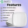 PARTY BARGAINS 14″ Disposable Plastic Serving Tray 4-Pack – White Square Party Platters for Snacks, Appetizers, Charcuterie, Weddings & Catering