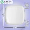 PARTY BARGAINS 14″ Disposable Plastic Serving Tray 4-Pack – White Square Party Platters for Snacks, Appetizers, Charcuterie, Weddings & Catering