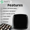 PARTY BARGAINS 14″ Disposable Plastic Serving Tray 8-Pack – Black Square Party Platters for Snacks, Appetizers, Charcuterie, Weddings & Catering