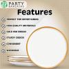 PARTY BARGAINS 14″ Disposable Plastic Serving Tray 8-Pack – White with Gold Rim Round Party Platters for Snacks, Appetizers, Charcuterie, Weddings & Catering