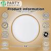 PARTY BARGAINS 14″ Disposable Plastic Serving Tray 8-Pack – White with Gold Rim Round Party Platters for Snacks, Appetizers, Charcuterie, Weddings & Catering