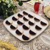 PARTY BARGAINS 14″ Disposable Plastic Serving Tray 8-Pack – White with Gold Rim Square Party Platters for Snacks, Appetizers, Charcuterie, Weddings & Catering