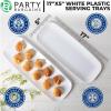 PARTY BARGAINS 17×5 Inch Plastic Serving Tray, White Rectangular Platter, 4 Pack