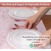 PARTY BARGAINS 250 Disposable Plastic Dinnerware Set for 50 Guest – Rose Gold, 50 Each: 10″ Dinner Plates, 7″ Salad/Dessert Plates, Forks, Knives, Spoons, Weddings, Bridal Showers, Birthday