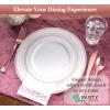 PARTY BARGAINS 250 Disposable Plastic Dinnerware Set for 50 Guest – Rose Gold, 50 Each: 10″ Dinner Plates, 7″ Salad/Dessert Plates, Forks, Knives, Spoons, Weddings, Bridal Showers, Birthday