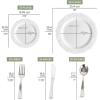 PARTY BARGAINS 250 Disposable Plastic Dinnerware Set for 50 Guest – Vintage White, 50 Each: 10″ Dinner Plates, 7″ Salad/Dessert Plates, Forks, Knives, Spoons, for Weddings, Bridal Showers, Birthday