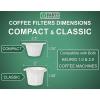 PARTY BARGAINS 300 Compact Disposable Coffee Filter Liners – Compatible with Keurig Brewers & K-Cup Reusable Pods, Single-Serve Paper Filters(Compact White)