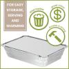 PARTY BARGAINS 5 lb Aluminum Pans with Board Lids, 50 Pack – 9 x 7 in Disposable Foil Roasting & Steam Table Pans for Catering, Takeout, Meal Prep, Oven Safe up to 240°C(20)