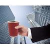 PARTY BARGAINS 50 Disposable Rippled Insulated Hot Cups with lids, 16oz Burgundy Color. No Sleeves Needed to Go Teacup. Heat Protection Coffee Espresso