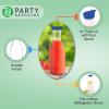 PARTY BARGAINS 50 oz Plastic Carafe with White Flip-Tab Lid, Clear – 12 Pack Heavy-Duty Spill-Resistant Pitchers for Iced Tea, Juice, Cold Beverages, Powdered Drinks, Mimosa(Blue Cap)