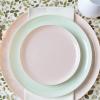 PARTY BARGAINS 6.3″ Disposable Cranberry Red Plates, 10 Pack, Heavy Duty Plastic Edge Collection Tableware Dish Platter. Dinnerware Table Setting Plates for Catering, Events(Pink)