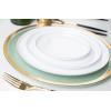 PARTY BARGAINS 6.3″ Disposable Cranberry Red Plates, 10 Pack, Heavy Duty Plastic Edge Collection Tableware Dish Platter. Dinnerware Table Setting Plates for Catering, Events(White with Gold Rim)
