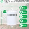 PARTY BARGAINS 8 oz Square Clear Plastic Coffee Cups with Handles – [8 Pack] Disposable Plastic Tea Cups, Excellent for Weddings, Bridal Showers, Engagement Parties, Camping(White Silver lace)