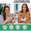 PARTY BARGAINS 8 oz Square Clear Plastic Coffee Cups with Handles – [8 Pack] Disposable Plastic Tea Cups, Excellent for Weddings, Bridal Showers, Engagement Parties, Camping(Square Clear)